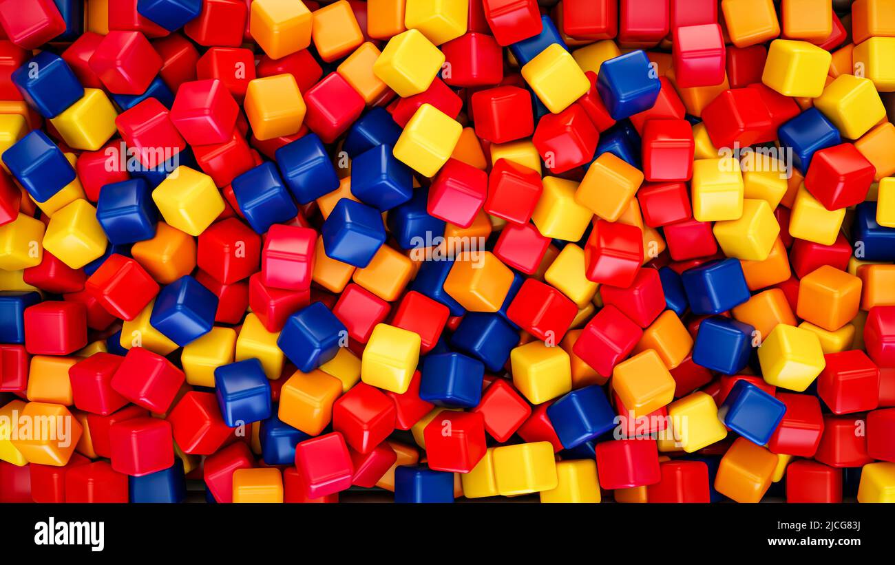 Cubes colorés arrière-plan 3D rendu du papier peint pour les bannières ou l'illustration de bureau. Banque D'Images