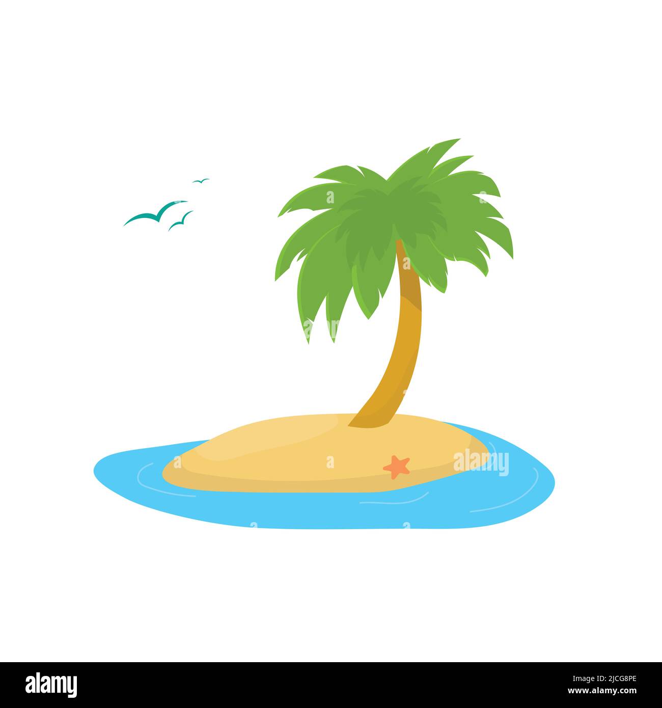 Île désertique avec palmier Illustration de Vecteur