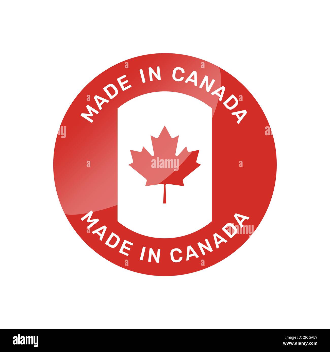 Badge vectoriel coloré fabriqué au Canada. Étiquette avec drapeau canadien. Illustration de Vecteur