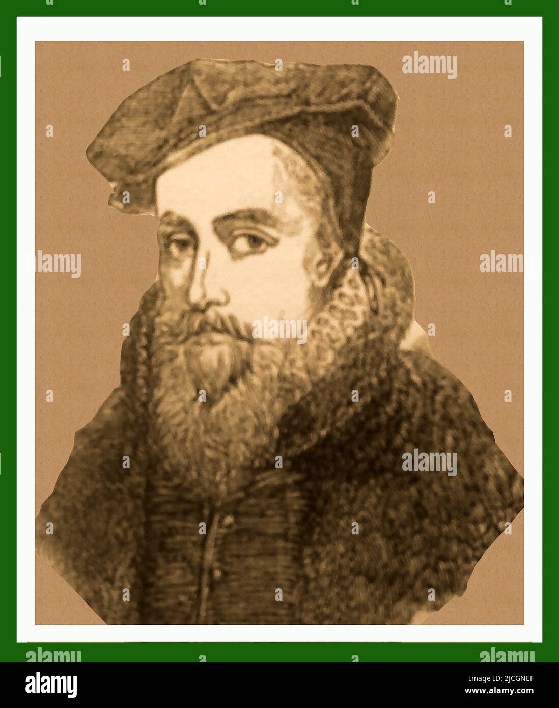 Un vieux portrait gravé de William Cecil, Lord Burleigh( ou Burghley) (1520-1598), conseiller en chef de la reine Elizabeth I il a servi comme Haut-trésorier, Sceau privé et secrétaire d'État. Il est dit que Cecil a persuadé la Reine d'ordonner l'exécution de la Marie catholique romaine, Reine des Écossais en 1587, Banque D'Images