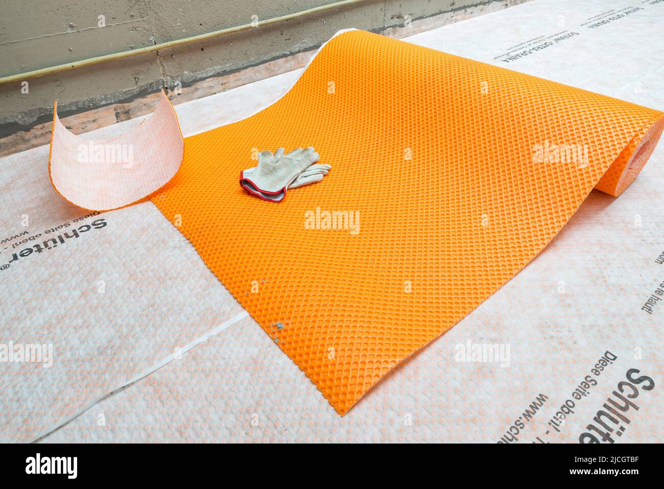 Membrane de drainage et imperméabilisation de membrane pour sols en céramique Banque D'Images