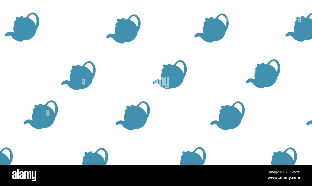 Illustration des théières bleues sur fond blanc, espace de copie Banque D'Images