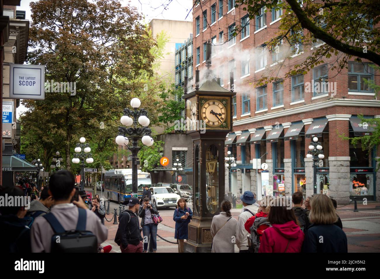 La machine à vapeur qui a initialement fait tourner l'horloge est un moteur à piston de 1' à simple détente n° 4. Horloge vapeur Gastown Banque D'Images