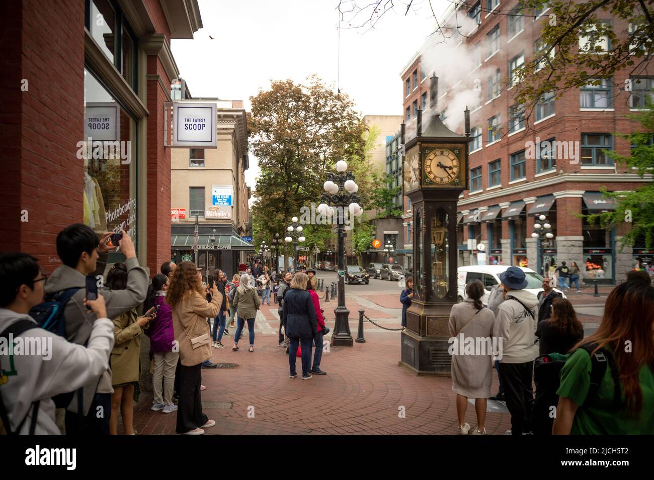 La machine à vapeur qui a initialement fait tourner l'horloge est un moteur à piston de 1' à simple détente n° 4. Horloge vapeur Gastown Banque D'Images