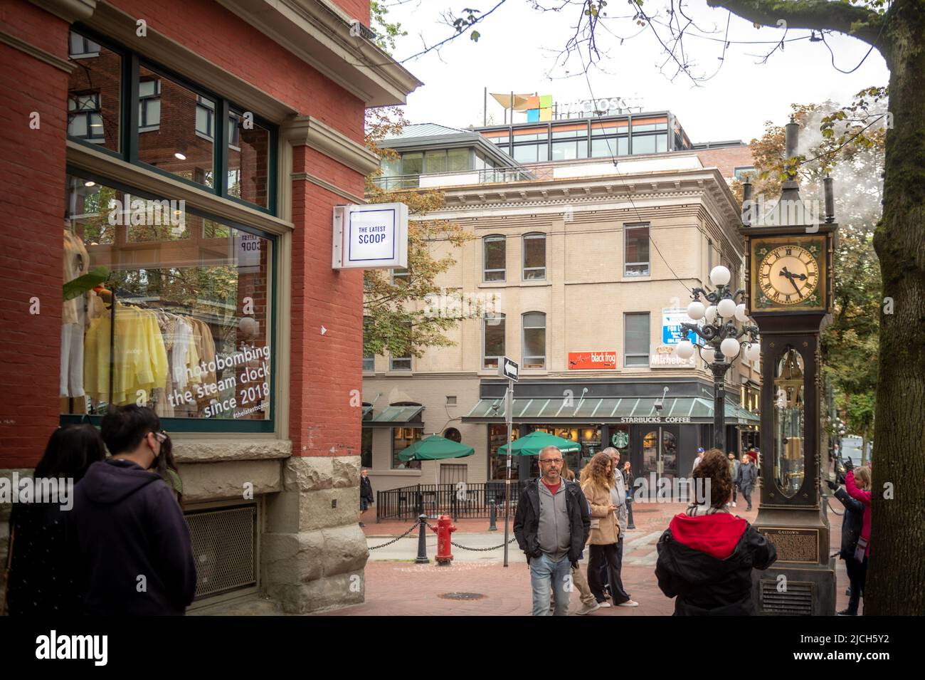 La machine à vapeur qui a initialement fait tourner l'horloge est un moteur à piston de 1' à simple détente n° 4. Horloge vapeur Gastown Banque D'Images