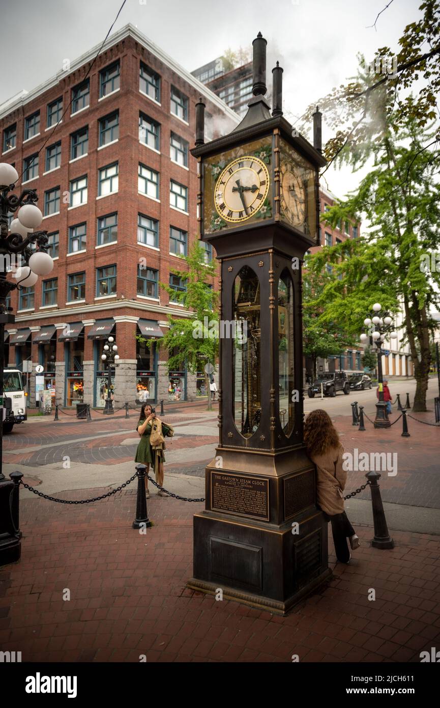 La machine à vapeur qui a initialement fait tourner l'horloge est un moteur à piston de 1' à simple détente n° 4. Horloge vapeur Gastown Banque D'Images