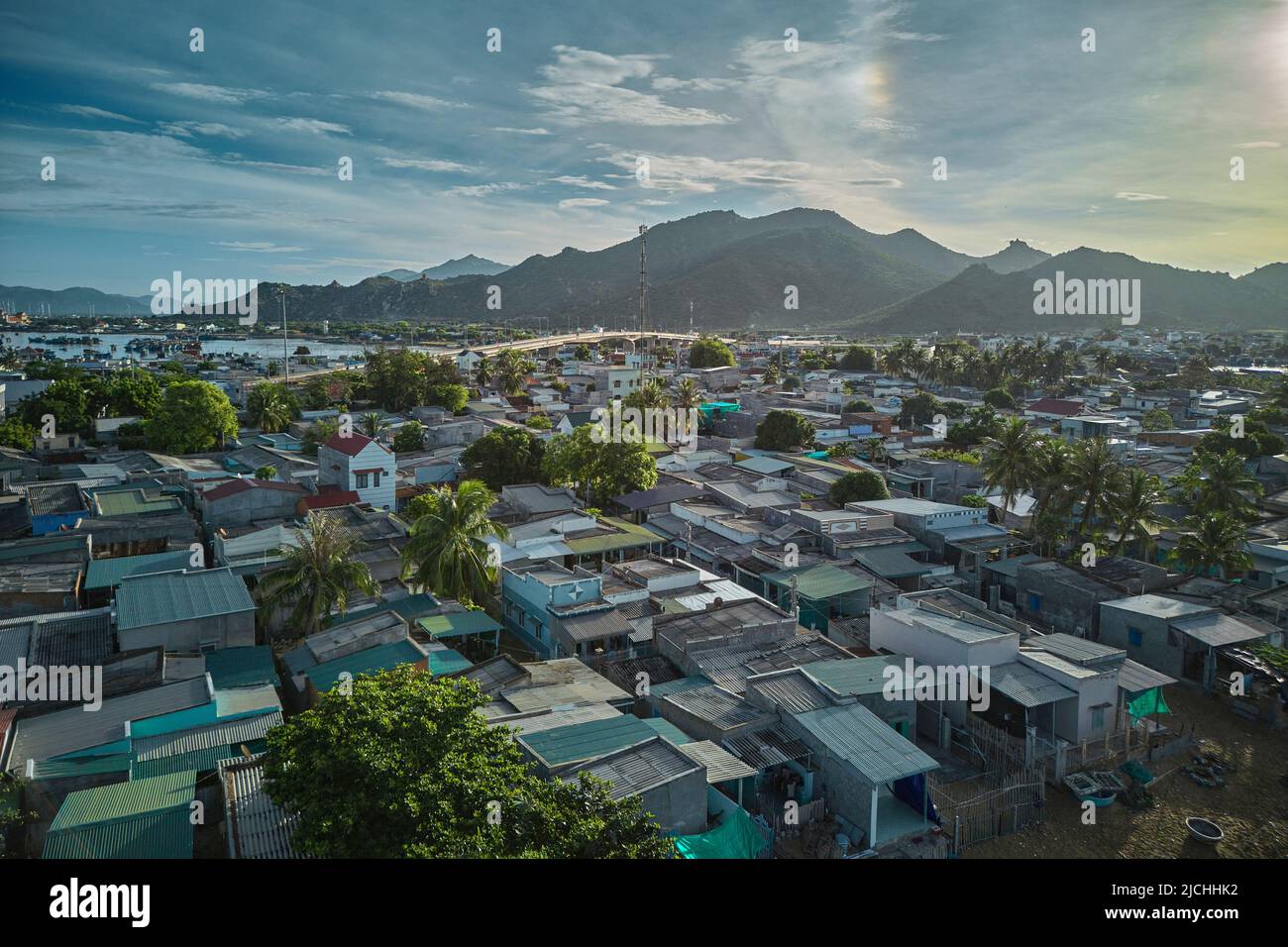 Aube dans la ville de Phan Rang, province de Ninh Thuan, Vietnam Banque D'Images