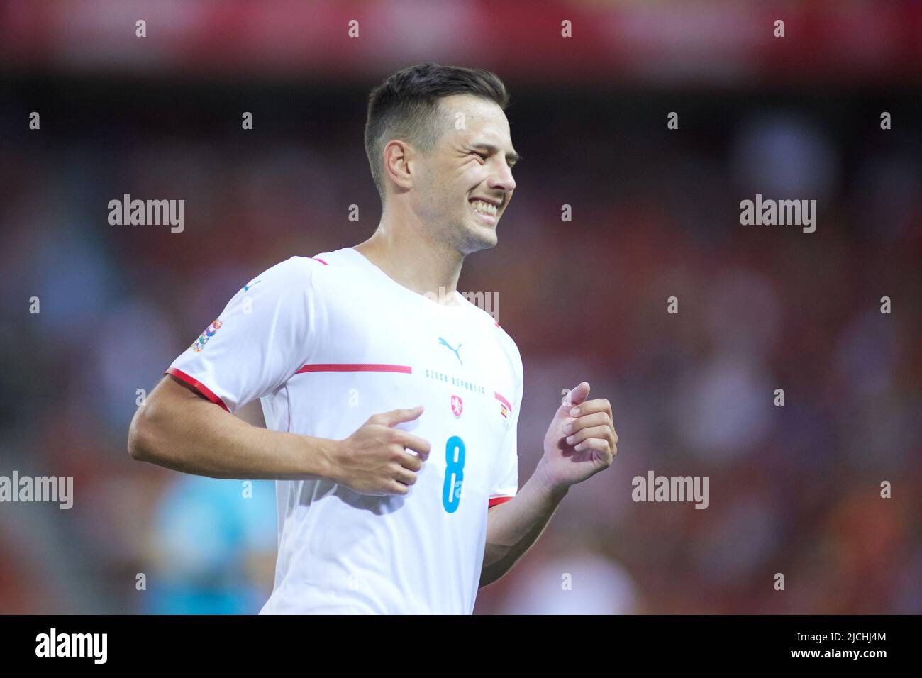 Malaga, Espagne - 12 juin 2022, Jakub Pesek de la République tchèque pendant la Ligue des Nations de l'UEFA 2022, Ligue A - Groupe 2 de football match entre l'Espagne et la République tchèque sur 12 juin 2022 au stade de la Rosaleda à Malaga, Espagne - photo: Joaquin Corchero/DPPI/LiveMedia Banque D'Images