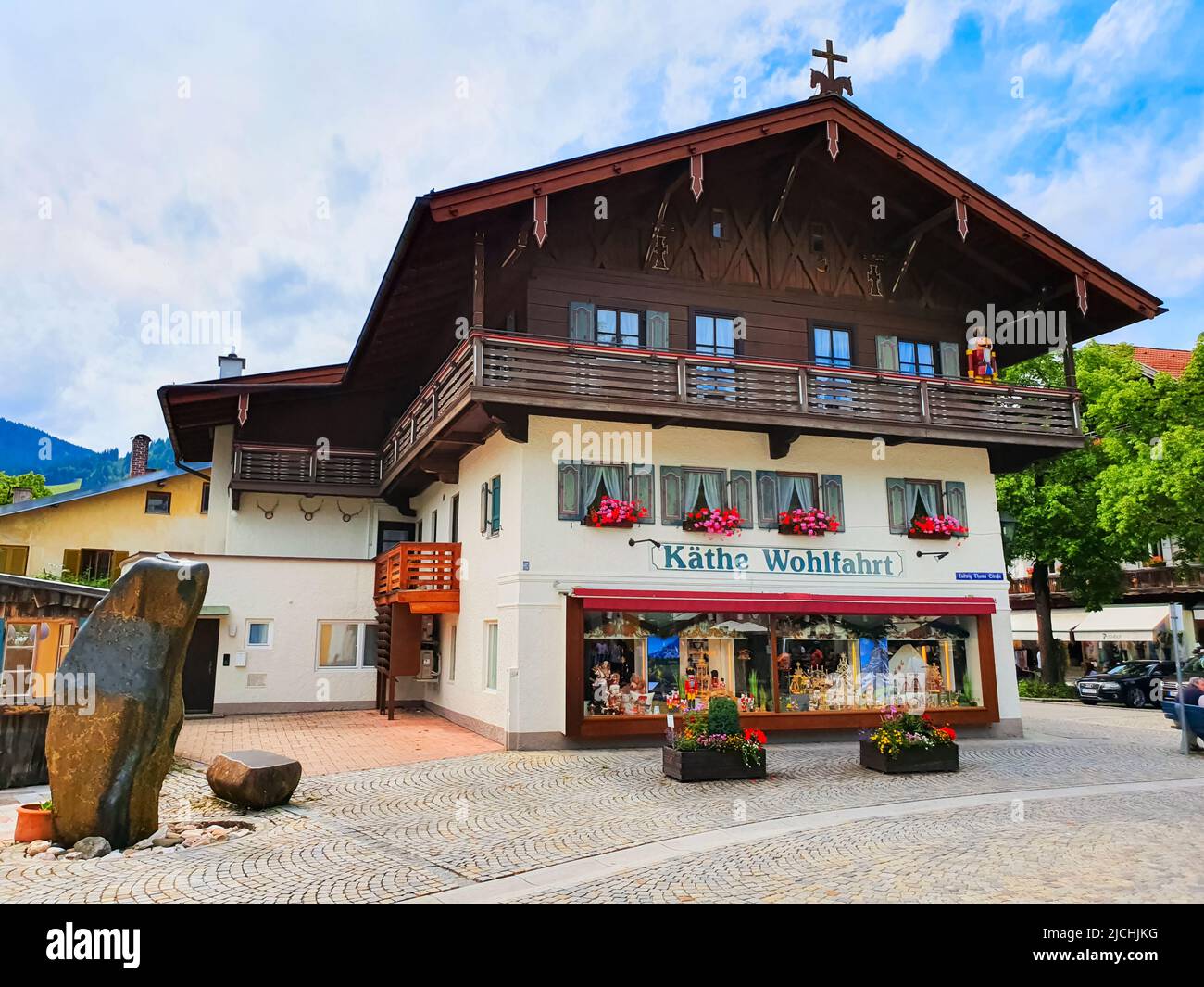 Oberammergau, Allemagne - 03 juillet 2021: Boutique de souvenirs de Kathe Wohlfahrt dans la ville d'Oberammergau en Bavière, Allemagne Banque D'Images