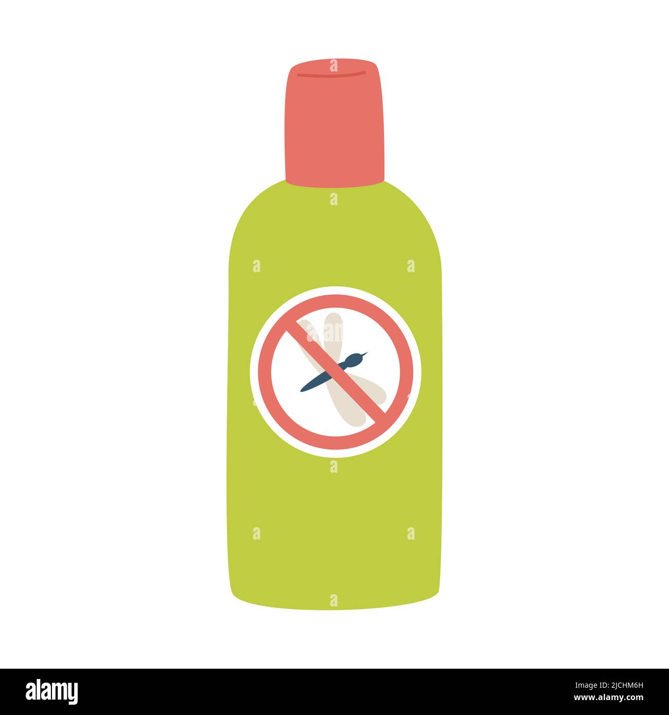 Anti-moustiques. Un spray de poche avec un moustique bloqué par un panneau d'interdiction. Insecticide pour le camping, la randonnée, le voyage. L'illustration du vecteur plat est Illustration de Vecteur