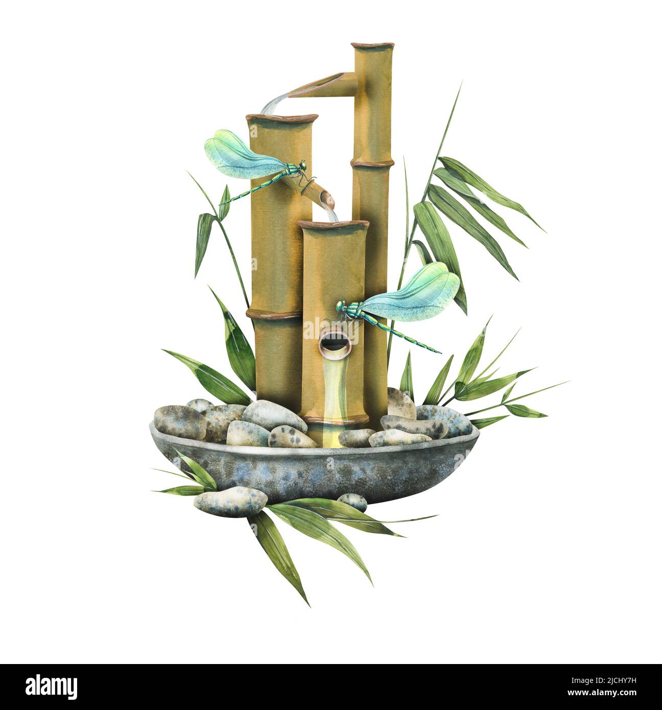 LQSSA Kit de Fontaine en Bambou, Fontaine à Eau Solaire en Bambou, décoration de Jardin Japonais avec Pompe et Seau filtrant, Bain d'oiseaux, Fontaine en Bambou, Cascade de Jardin Zen, Bec d'étang