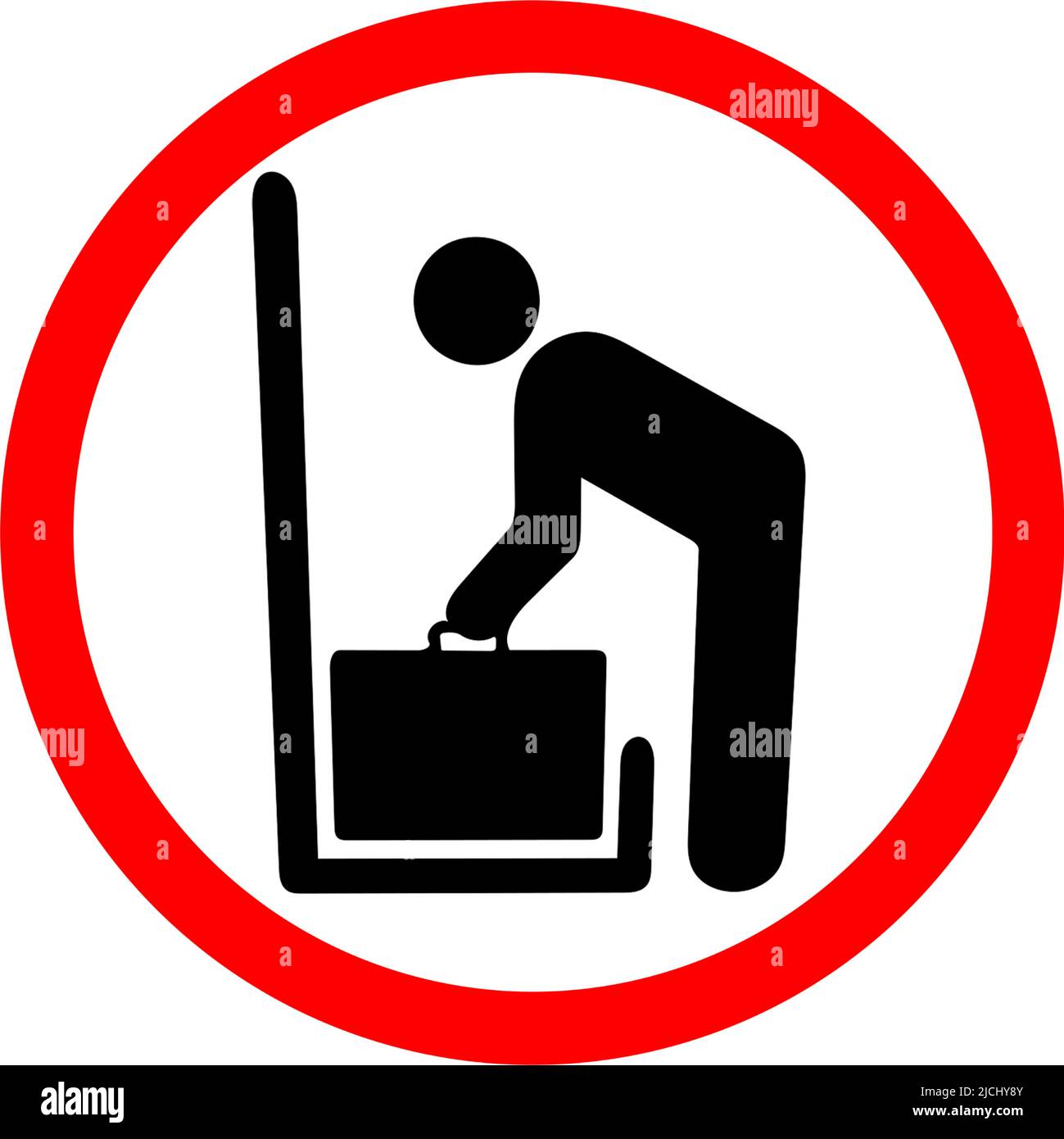 Retrait des bagages, avertissement concernant les bagages lourds, taille des bagages, poids excessif, vérifiez le panneau rouge circulaire d'interdiction Illustration de Vecteur