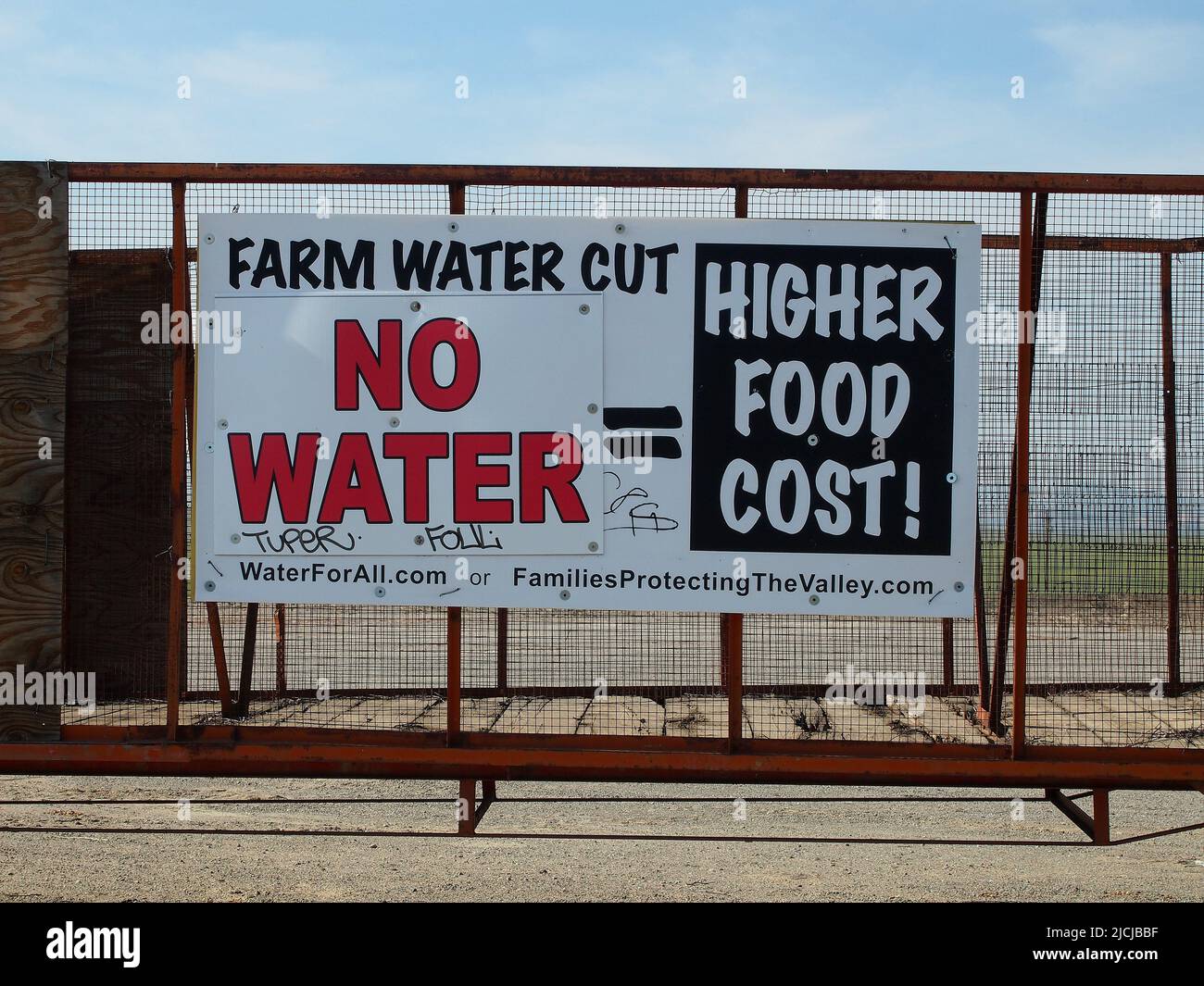 Panneau d'eau sur une remorque en Californie pendant la sécheresse, 2011 Banque D'Images