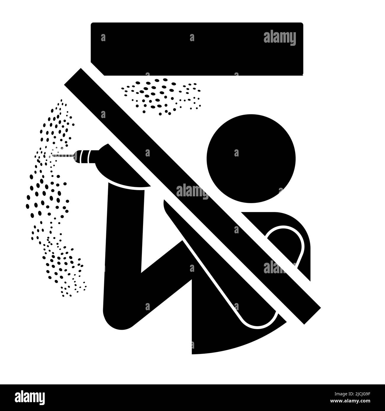 Mise en garde étiquette de sécurité, risque de poussière d'amiante, risque de cancer et de maladie pulmonaire personnel autorisé seulement Illustration de Vecteur