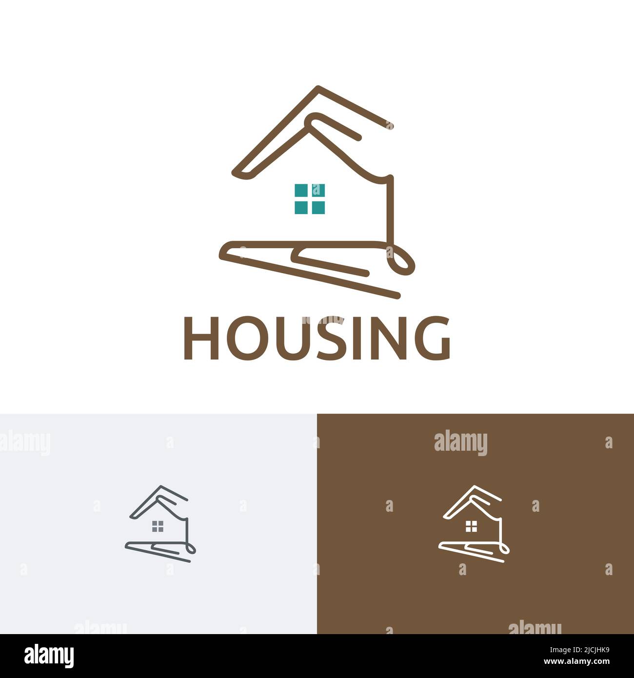 Sécurité investissement Business House Care Home logo de la ligne immobilière Illustration de Vecteur