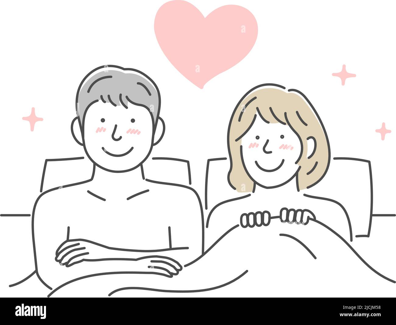 Illustration vectorielle d'un jeune couple au lit | amour, bonheur Illustration de Vecteur