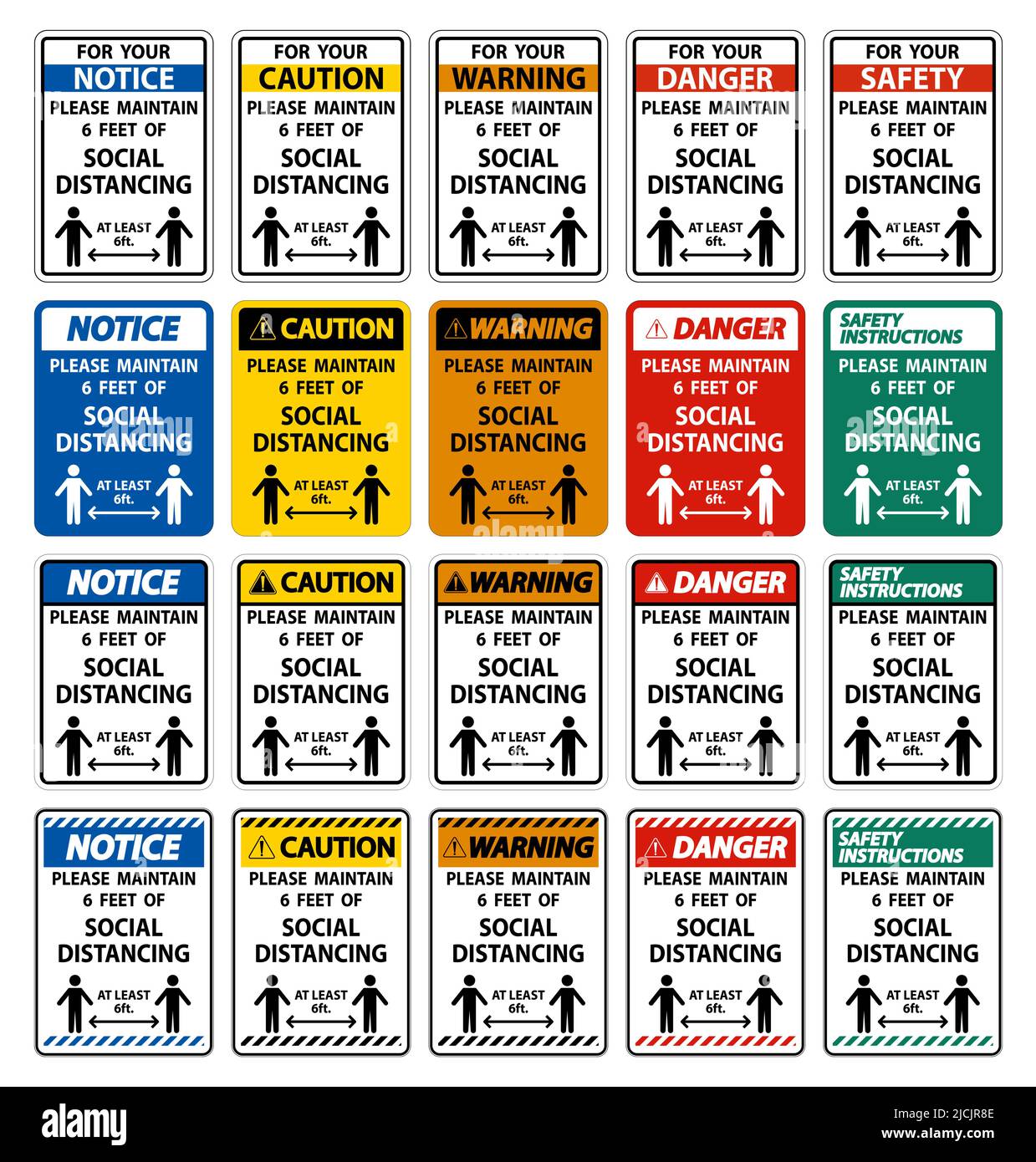 Pour votre sécurité maintenez la distance sociale signe sur fond blanc Illustration de Vecteur