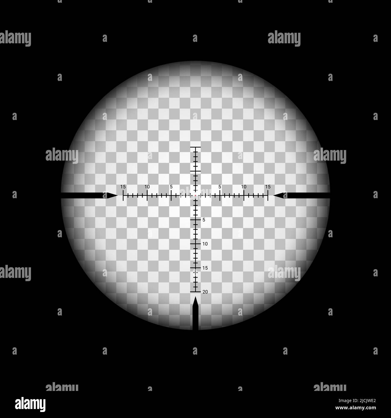 Vue du champ d'application du sniper, réticule de la cible du canon ou du fusil, visée de l'arme vectorielle. Sniper oscilloscope ou télescope à réticule, viseur, réticule de fusil militaire ou militaire et viseur optique avec réticule Illustration de Vecteur