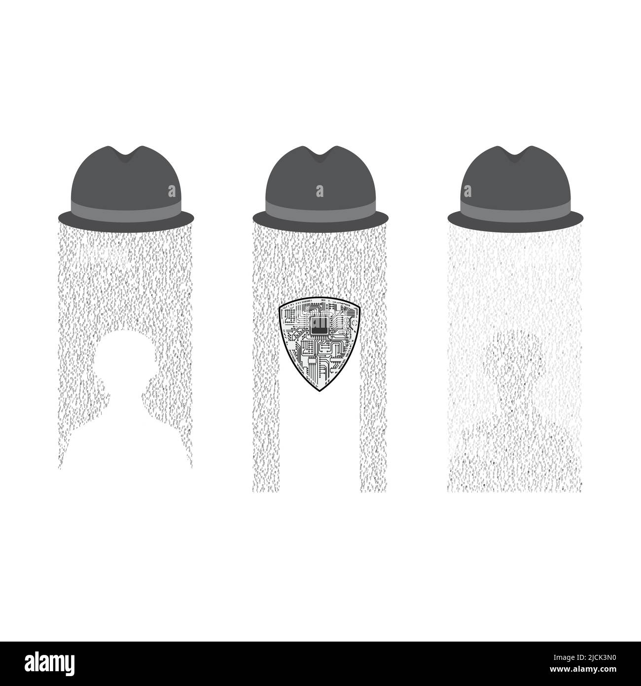 Informations anonymes numériques silhouettes Illustration de Vecteur