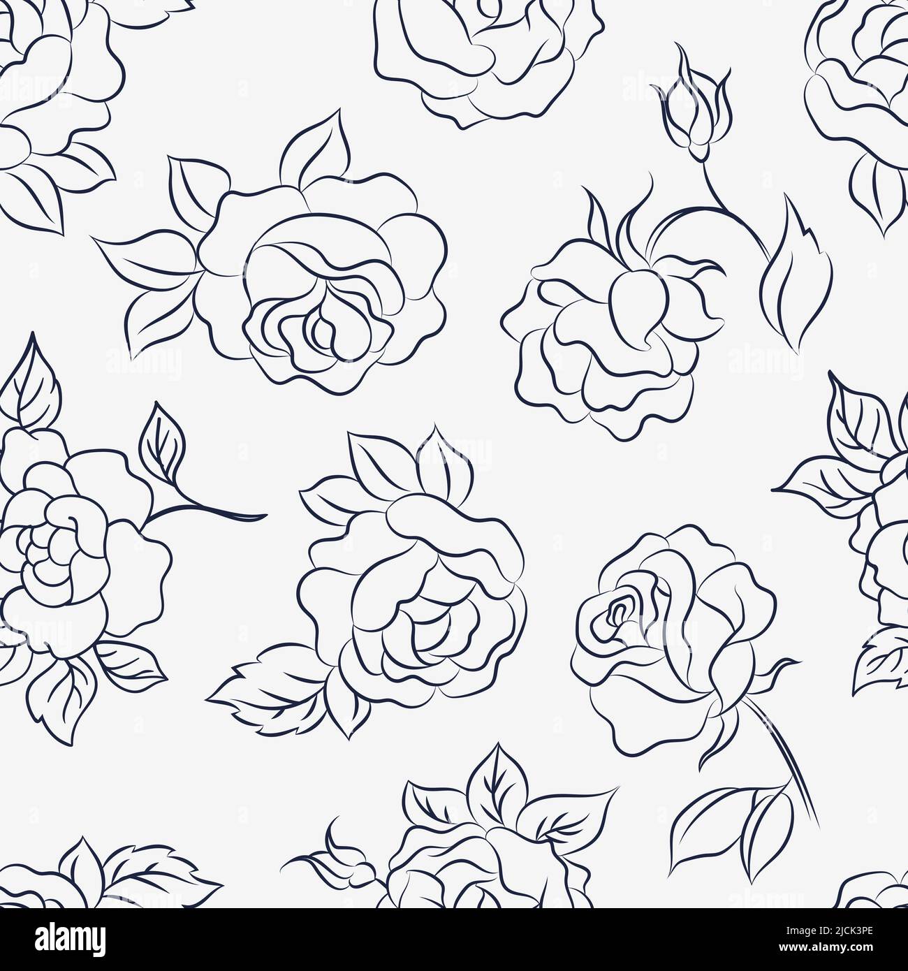 Motif roses sans couture dessiné à la main. Jardin de roses, imprimé fleuri romantique. Arrière-plan décoratif à vecteur de nature Illustration de Vecteur