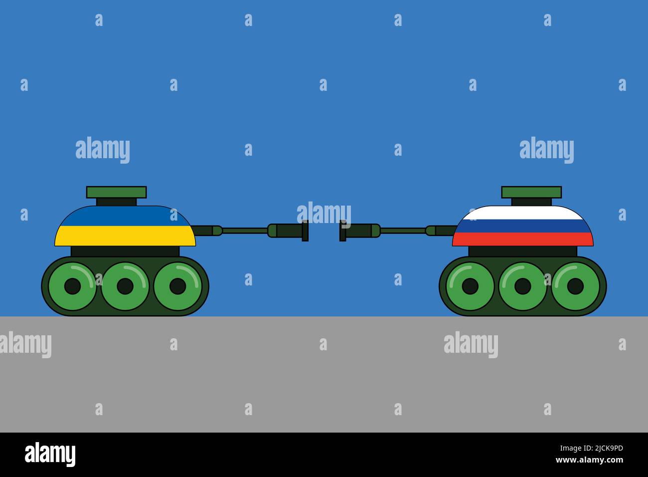 Tank ukrainien contre russe - illustration du vecteur de conflit russo-ukrainien Illustration de Vecteur
