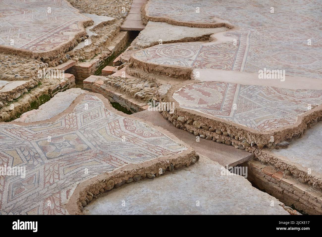 Mosaïques romaines et hypocalt à la Olmeda. Palencia, Espagne Banque D'Images