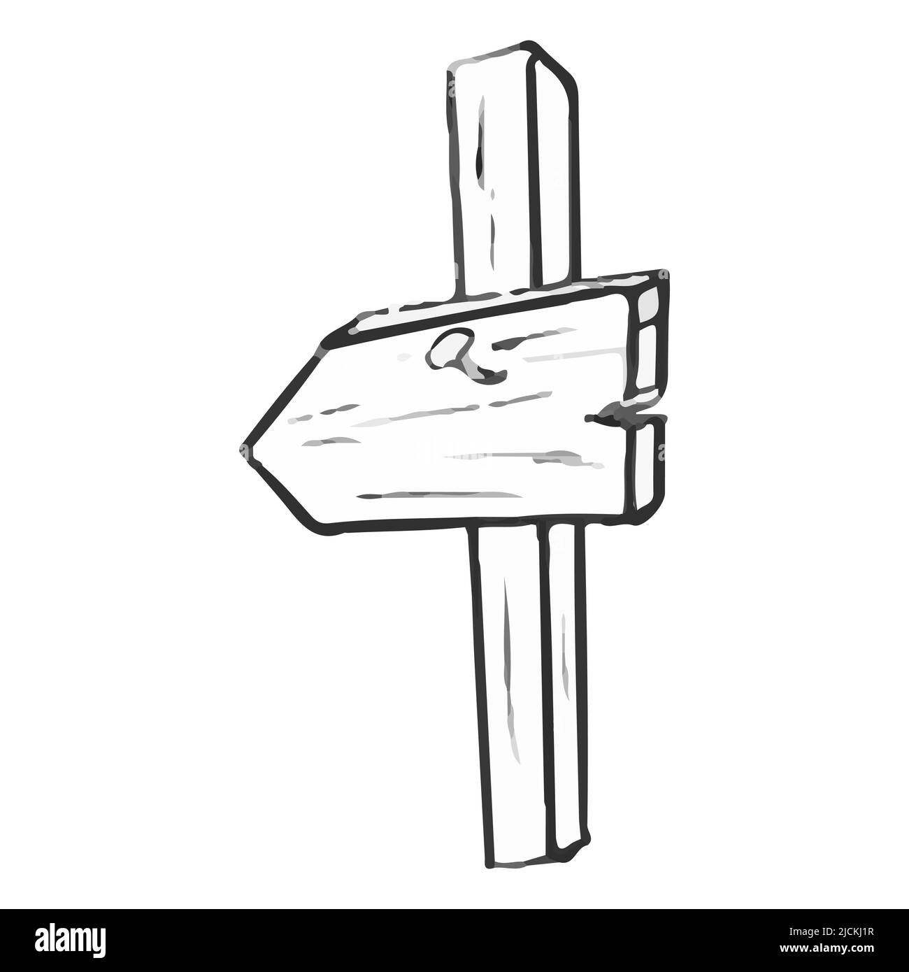 Panneau de signalisation en bois de style Doodle isolé sur fond blanc. Dessiner à la main les panneaux de signalisation. Illustration vectorielle Illustration de Vecteur