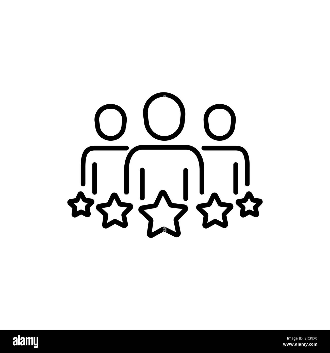 Icône de client professionnel, groupe de personnes avec 5 étoiles signe de ligne - illustration vectorielle Illustration de Vecteur