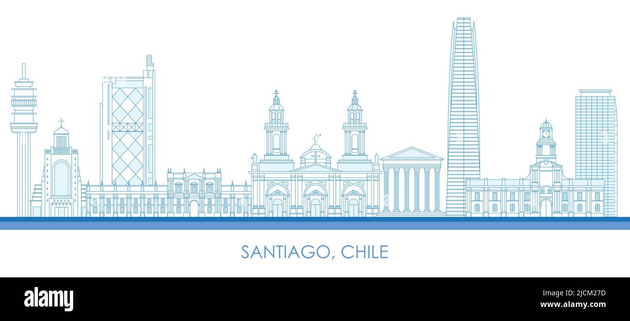 Aperçu Skyline panorama de la ville de Santiago, Chili - illustration vectorielle Illustration de Vecteur