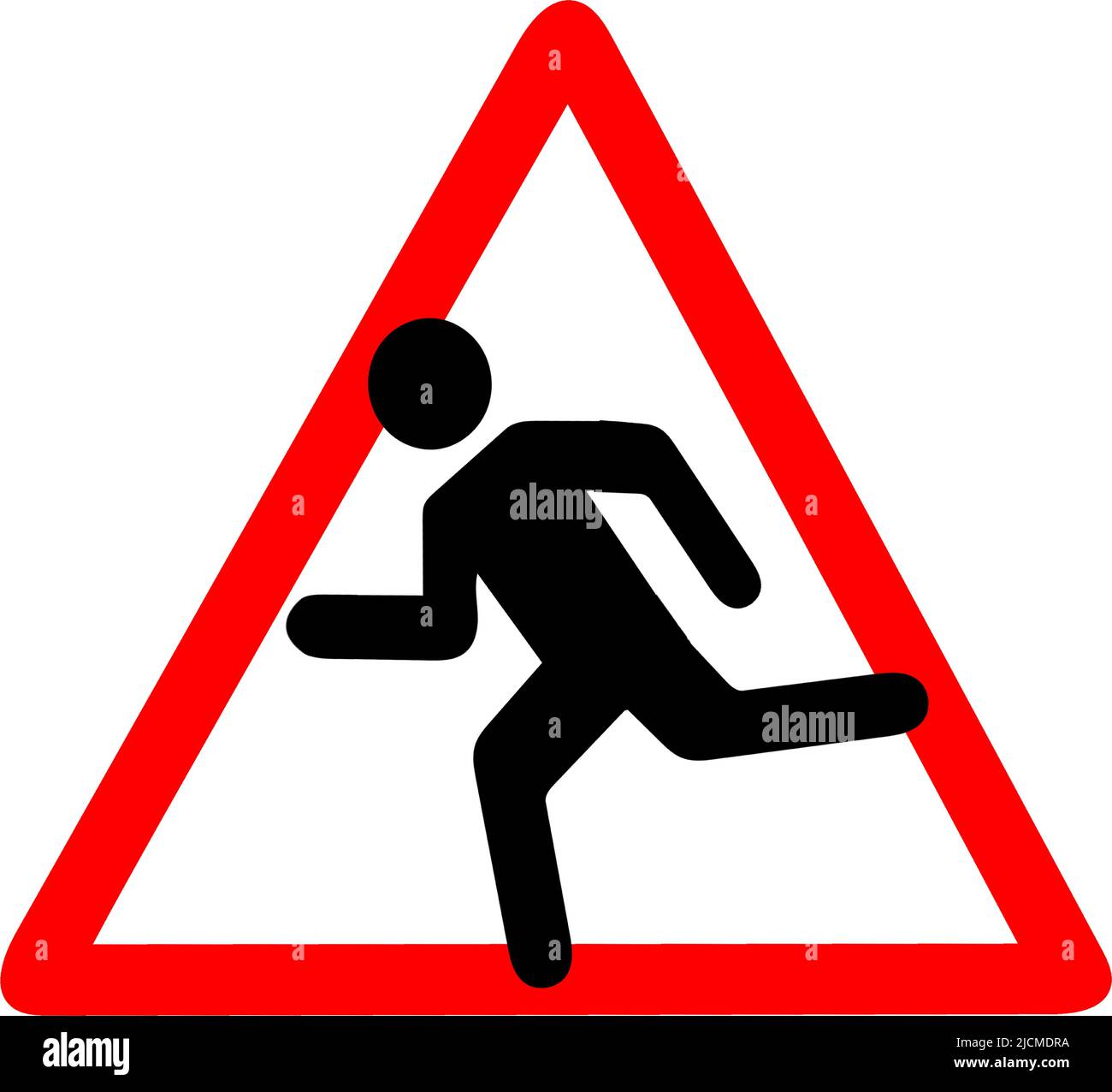 Livraison rapide, dépêchez-vous, le coureur sportif peut se lever, zone de course à pied, script de course à pied, panneau d'avertissement triangulaire rouge Illustration de Vecteur