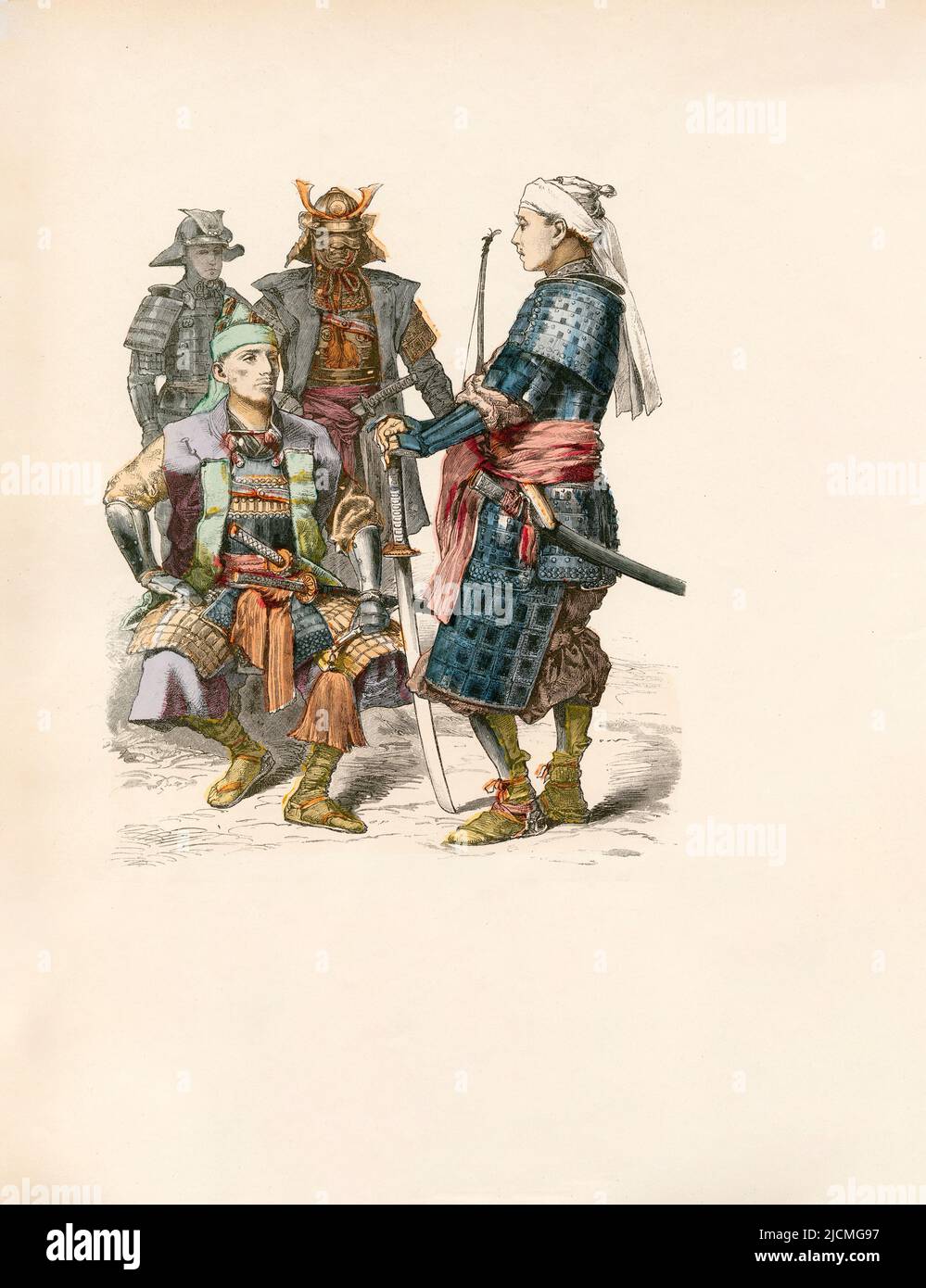 Soldats, Japon, fin du 19th siècle, Illustration, l'histoire du costume, Braun & Schneider, Munich, Allemagne, 1861-1880 Banque D'Images