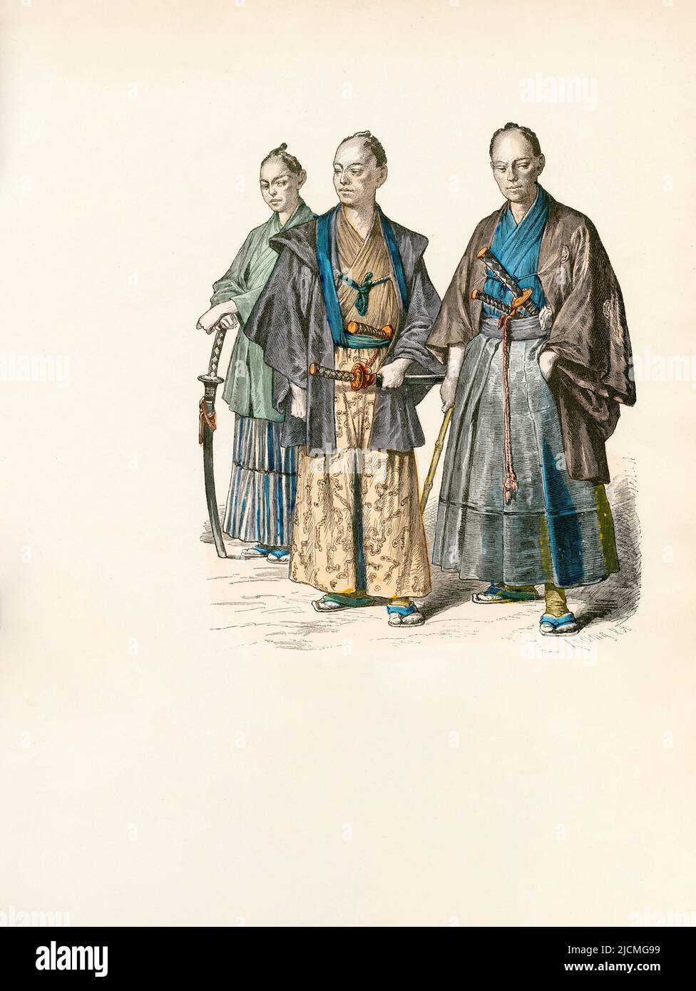 Les roturiers, Japon, fin du 19th siècle, Illustration, l'histoire du costume, Braun & Schneider, Munich, Allemagne, 1861-1880 Banque D'Images
