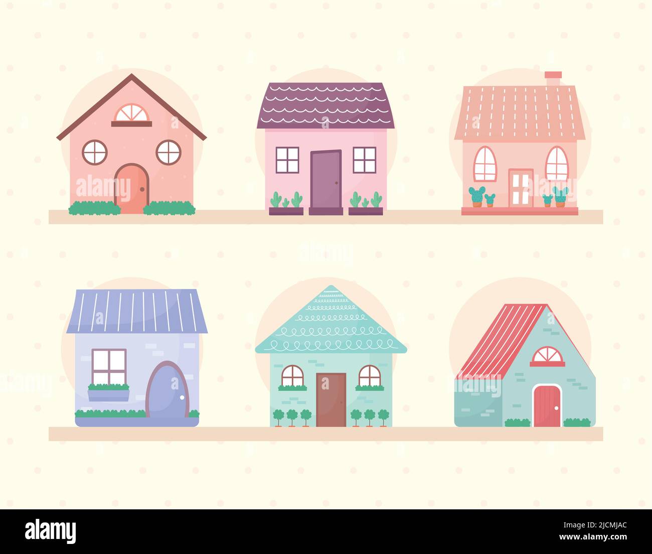 six maisons colorées Illustration de Vecteur