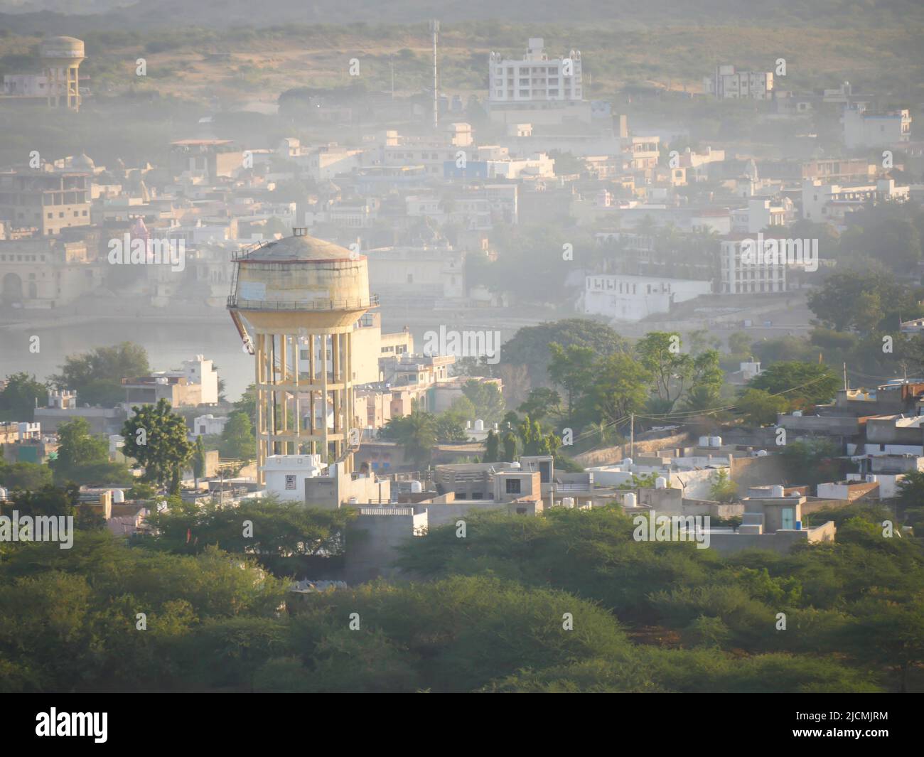 Paysage de la ville de Pushkar vue aérienne de la montagne Banque D'Images