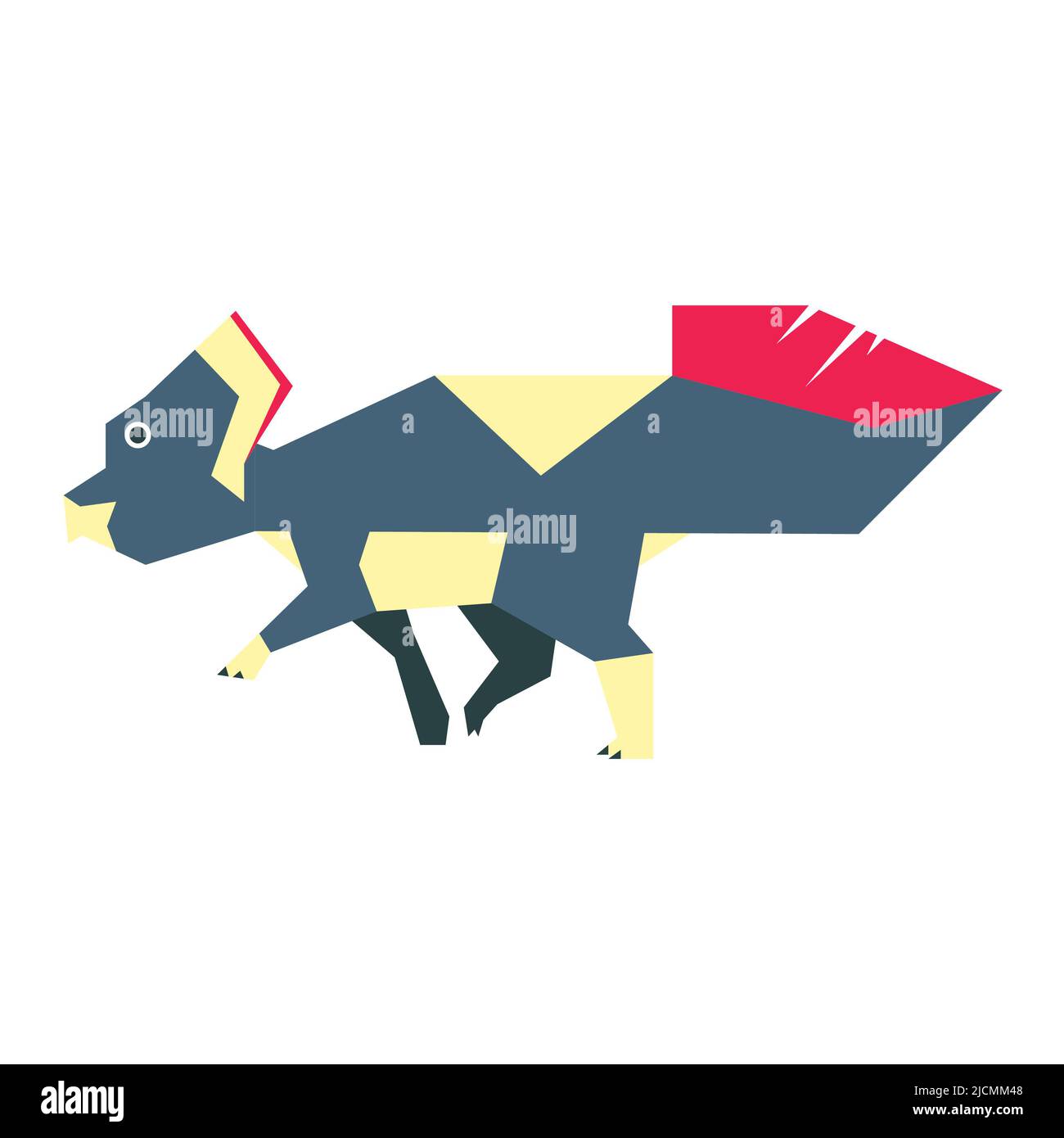 Illustration vectorielle géométrique abstraite colorée d'une créature préhistorique. Banque D'Images