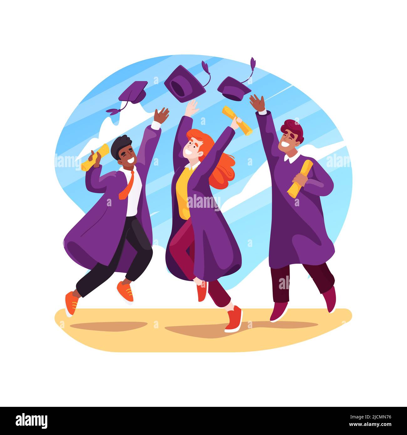 Lancer des capsules de graduation illustration vectorielle de dessin ...