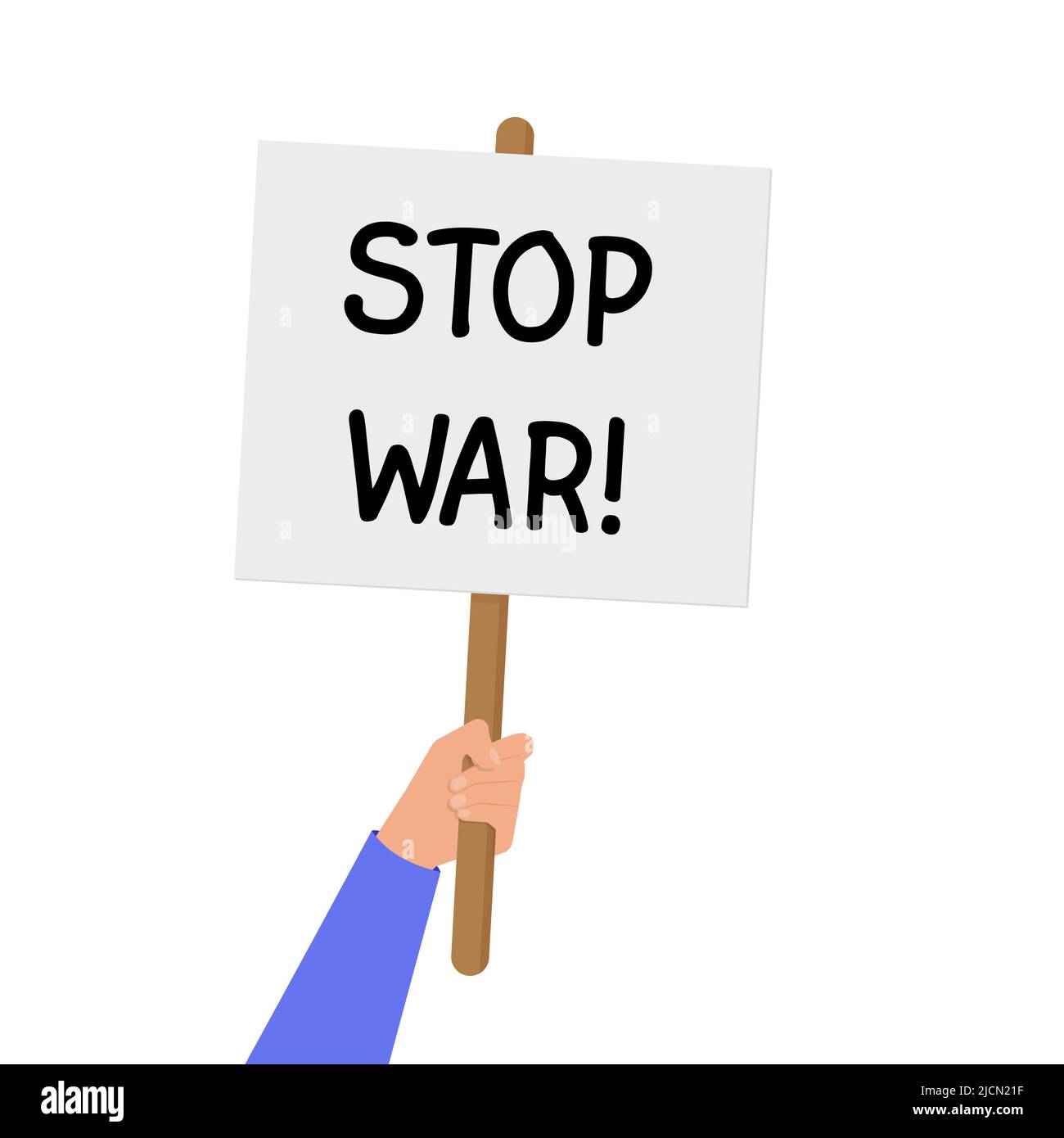 Pas de protestation de guerre. Groupe de personnes en protestation. Affiches et poing et mains vers le haut. Silhouettes noires du peuple des protestants. Concept de révolution et confl Illustration de Vecteur