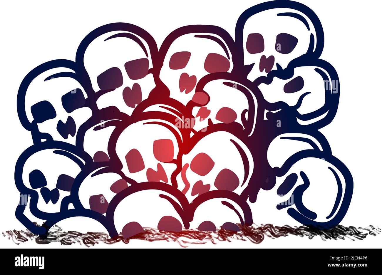 pile de crâne rouge à bleu foncé Illustration de Vecteur