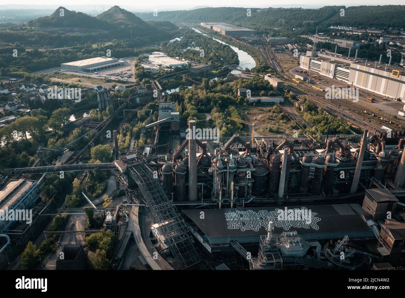 Vue aérienne du site du patrimoine mondial de l'UNESCO de Voelklingen Ironworks Banque D'Images