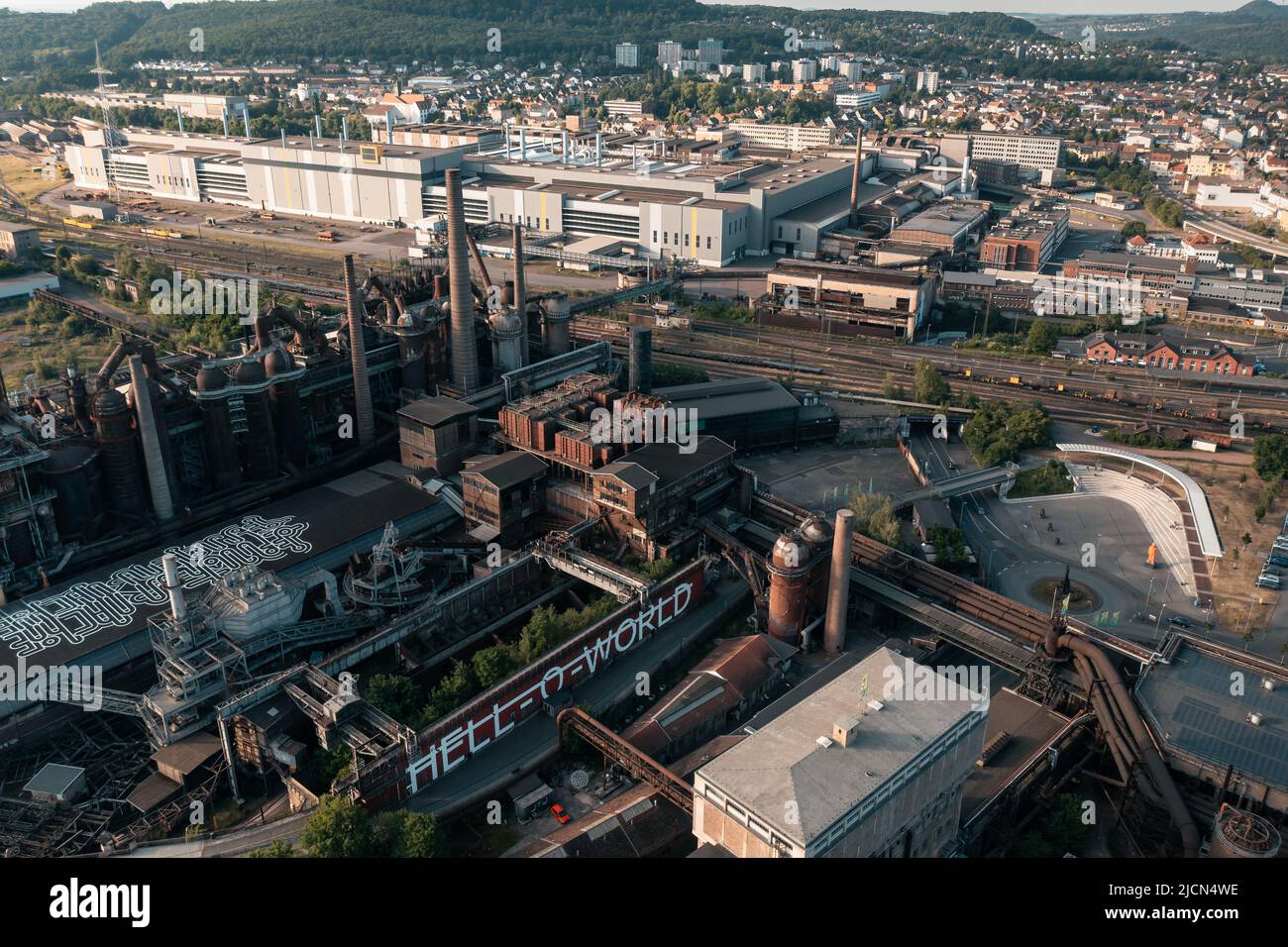 Vue aérienne du site du patrimoine mondial de l'UNESCO de Voelklingen Ironworks Banque D'Images