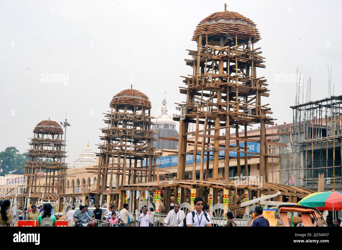 travaux de construction de chars jagannath à puri odisha inde Banque D'Images