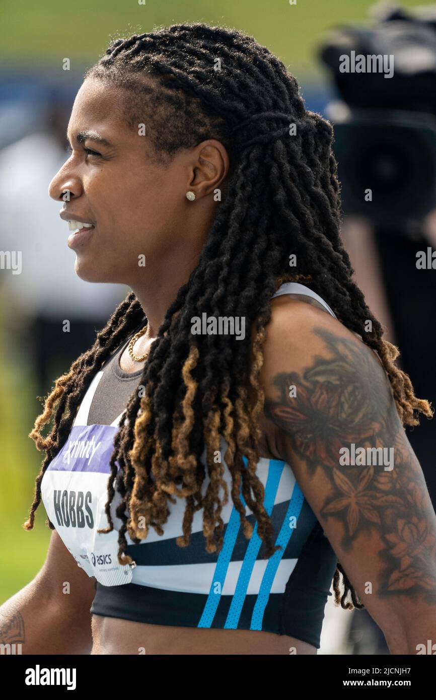 Aleia Hobbs (Etats-Unis) a remporté le prix des femmes 100m à la. Grand Prix 2022 de New York. Banque D'Images