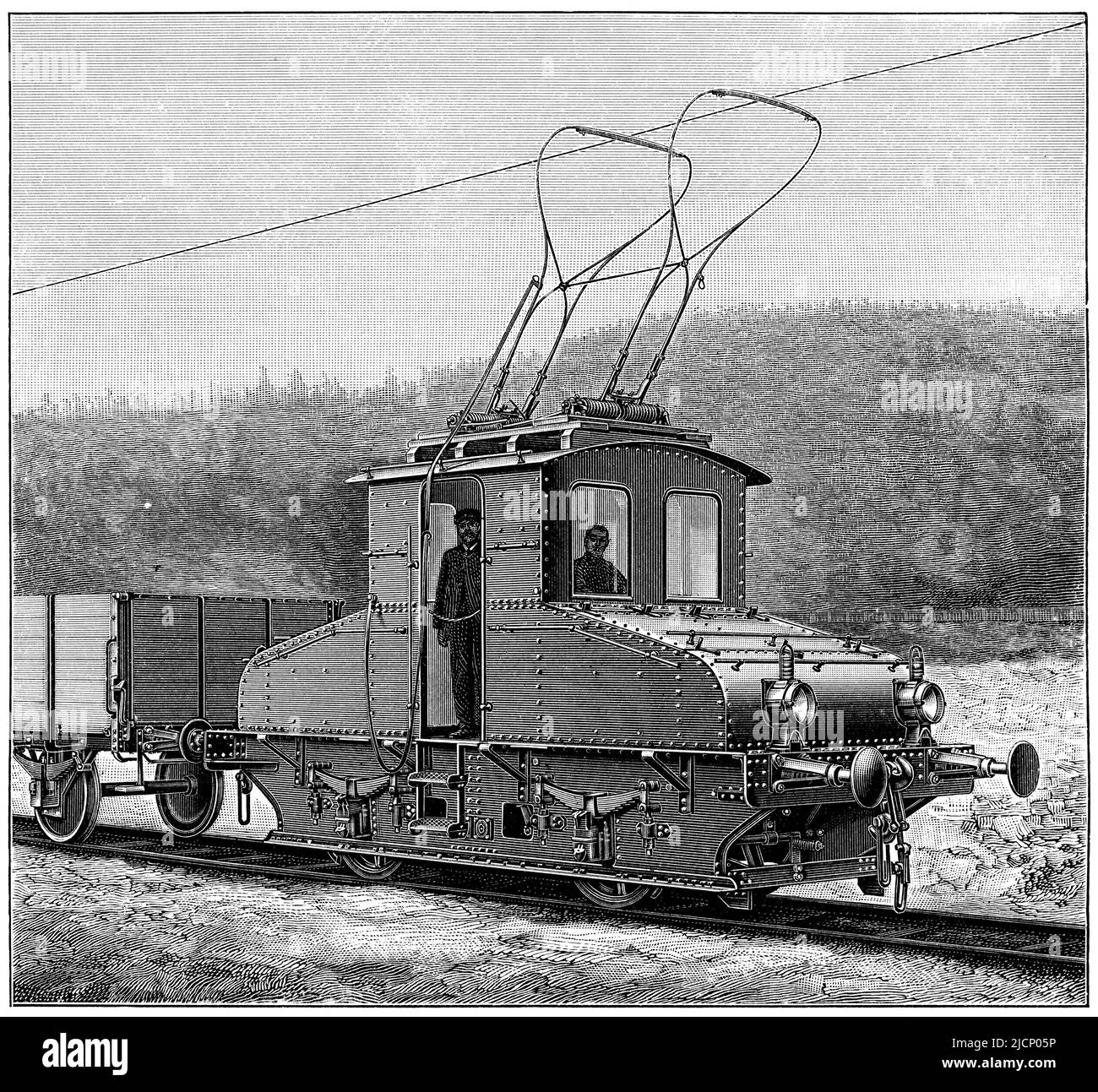 Locomotive électrique de calibre standard. Publication du livre 'Meyers Konversations-Lexikon', Volume 2, Leipzig, Allemagne, 1910 Banque D'Images