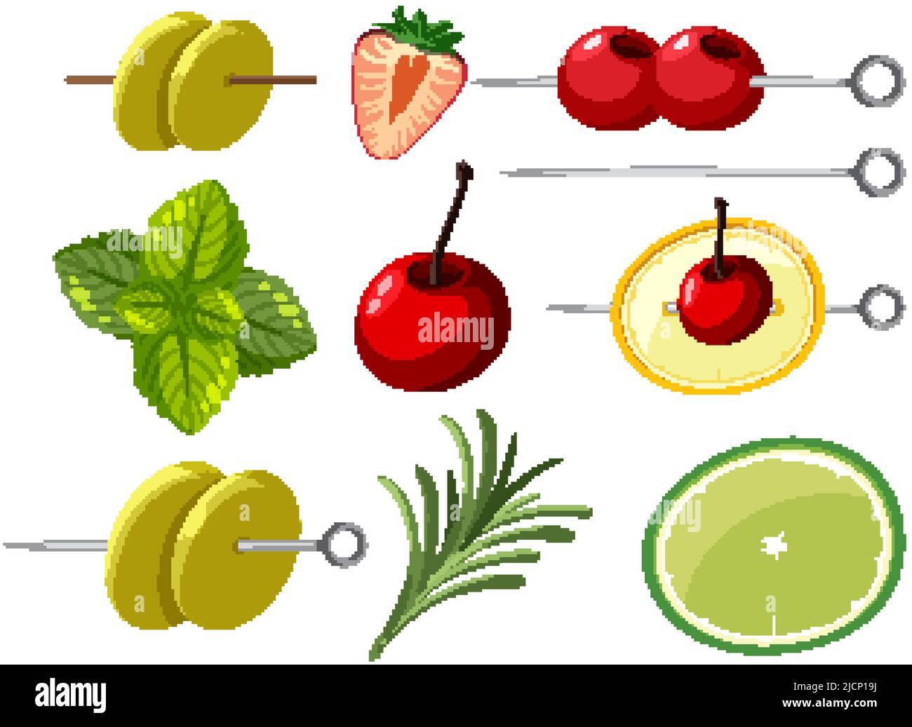 Illustration de l'ensemble de bâtonnets de fruits à cocktail Illustration de Vecteur