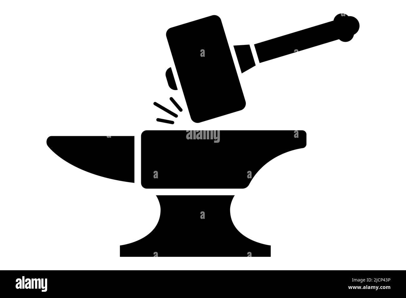 icône de marteau noir et d'enclume. forgmithing. illustration vectorielle plate. Illustration de Vecteur