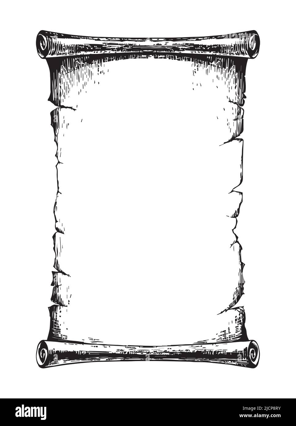 illustration vectorielle isolée sur fond blanc. un rouleau de papier ou de  papyrus, enroulé sur un rouleau. un message ou une lettre dans le style du  monde antique. élément de conception. 15836271