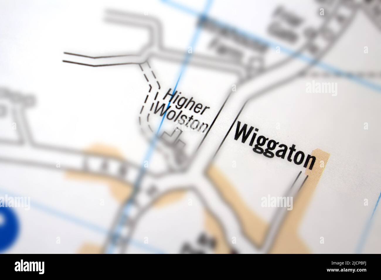 Village de Wiggaton - Devon, Royaume-Uni couleur carte de l'atlas et nom du plan de ville Banque D'Images