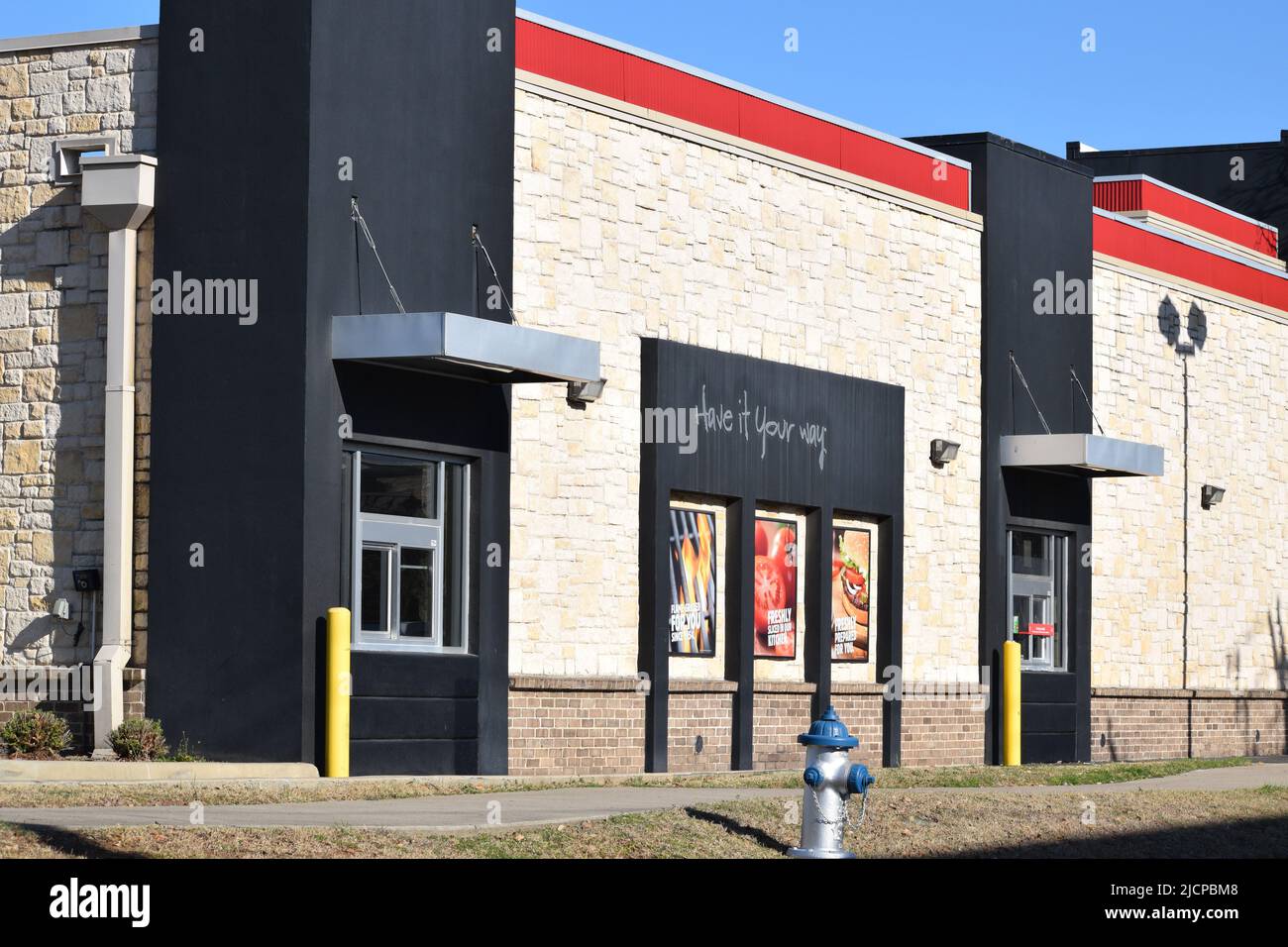 Extérieur d'un restaurant Burger King drive sans voiture Banque D'Images