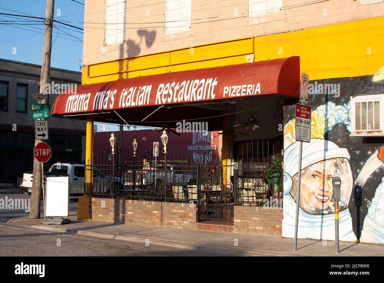 Restaurant italien Mama Mia à Dallas, Texas (Deep Ellum) Banque D'Images