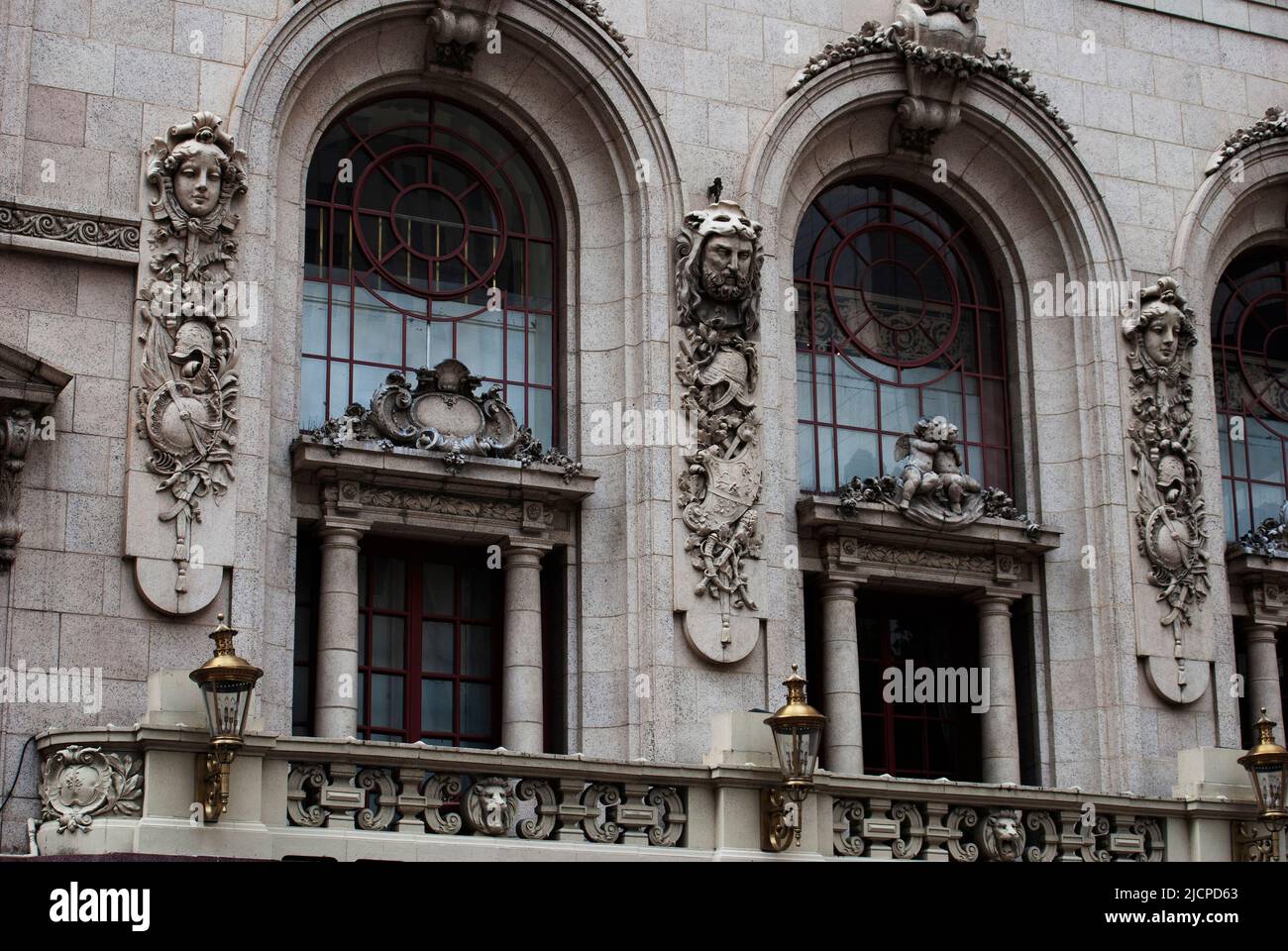 Détails architecturaux d'un ancien bâtiment dans le centre-ville de Dallas, Texas Banque D'Images